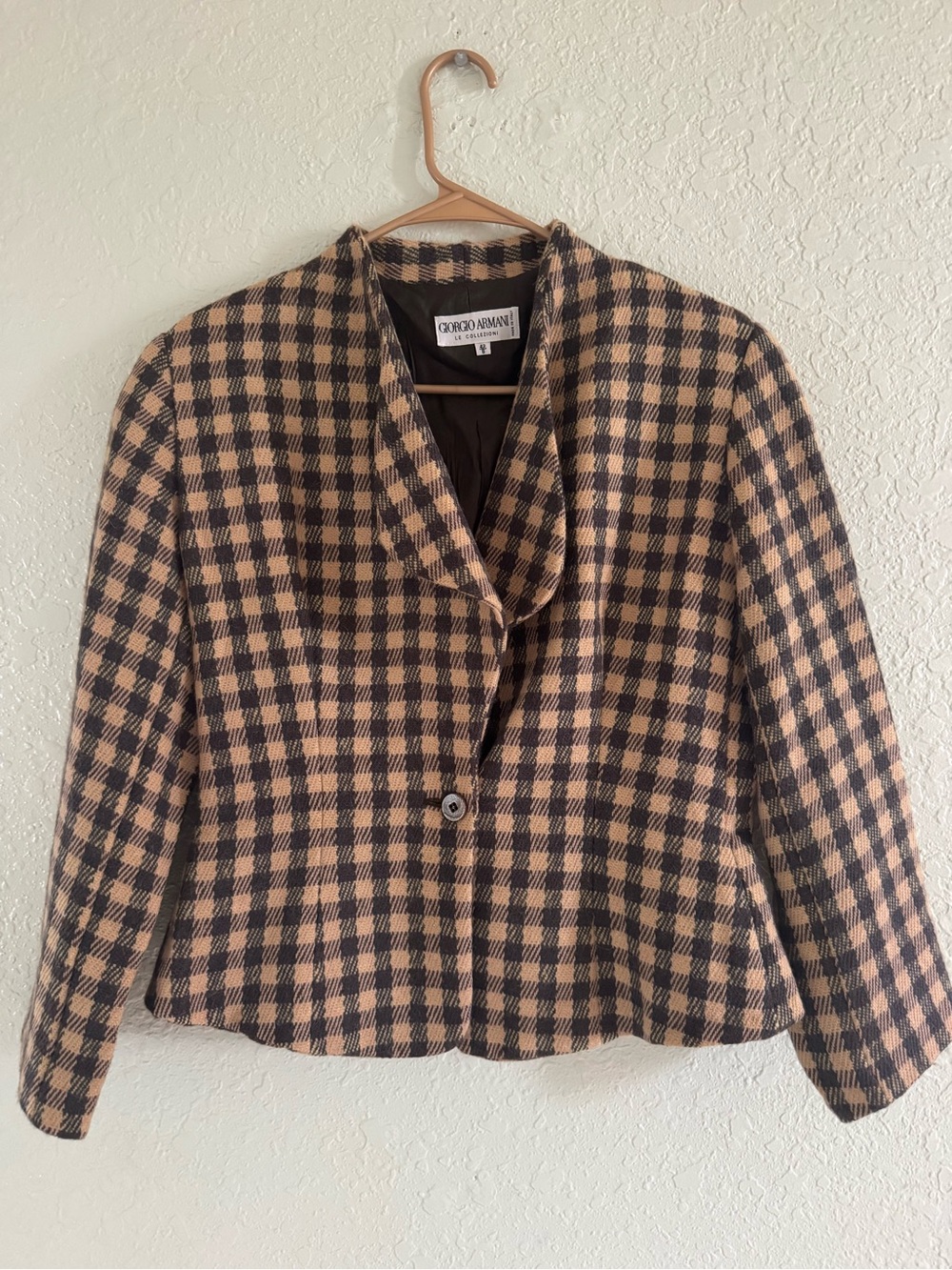Giorgio Armani Le Collezioni Vintage Wool Alpaca Plaid Blazer Made in Italy